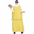 Front open Cape with inner abaya-Lemon-off white